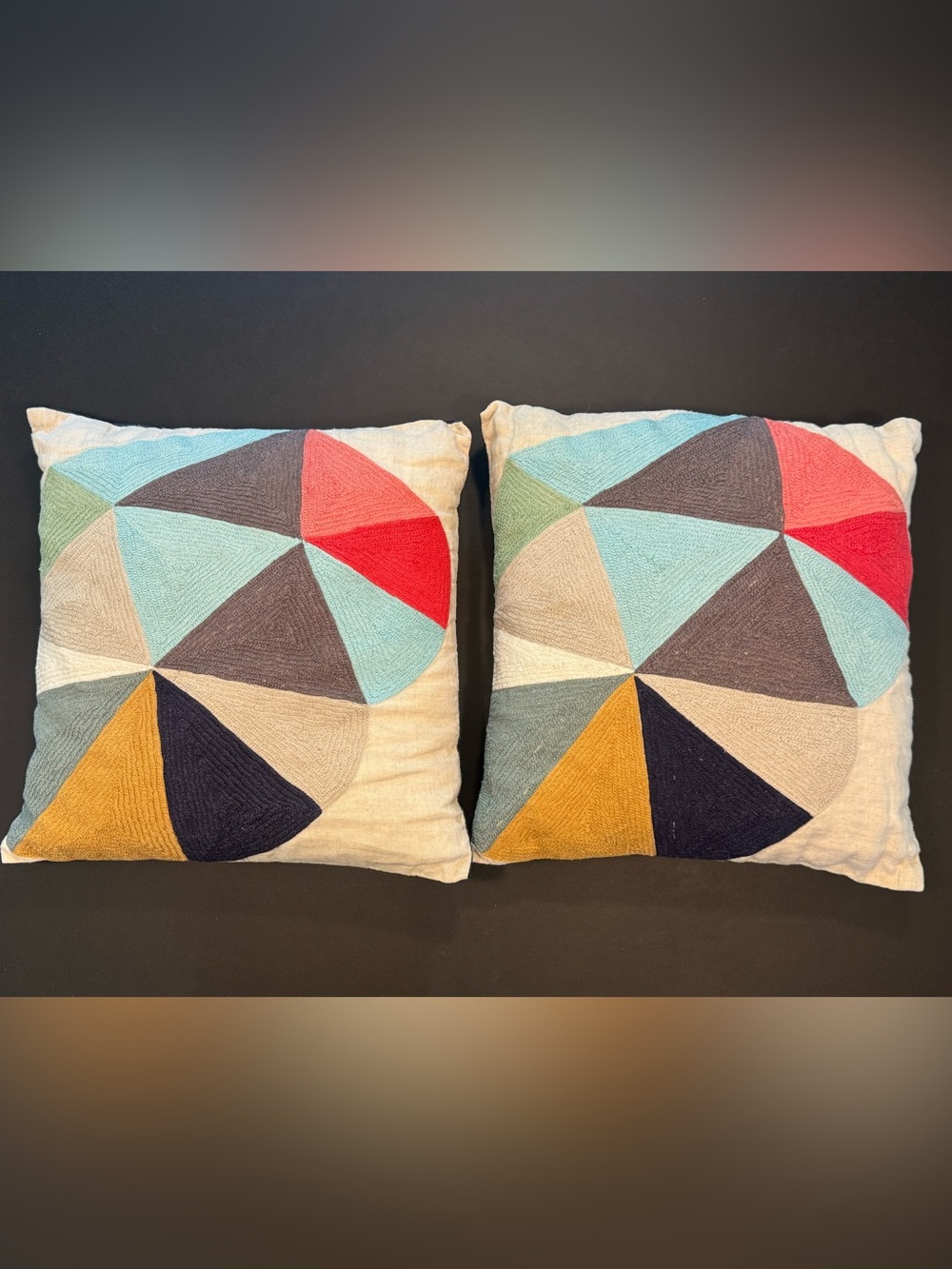 Coyuchi Geometric Throw Pillow Pair - Organic Cotton
